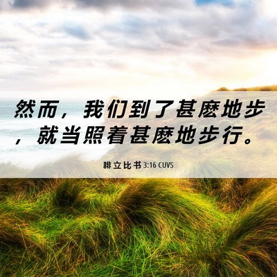 Picture 06 - 腓 立 比 书 3:16 CUVS - 然 而 ， 我 们 到 了 甚 麽 地 步 ， - Bible Verse Picture