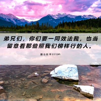 Picture 06 - 腓 立 比 书 3:17 CUVS - 弟 兄 们 ， 你 们 要 一 同 效 法 我 - Bible Verse Picture