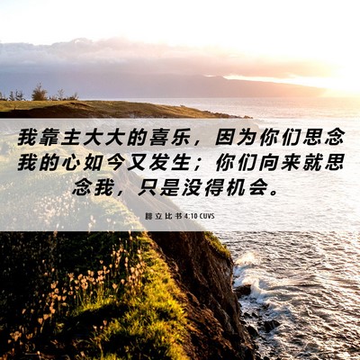 Picture 06 - 腓 立 比 书 4:10 CUVS - 我 靠 主 大 大 的 喜 乐 ， 因 为 你 - Bible Verse Picture