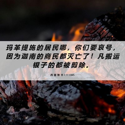 Picture 06 - 西 番 雅 书 1:11 CUVS - 玛 革 提 施 的 居 民 哪 ， 你 们 要 - Bible Verse Picture