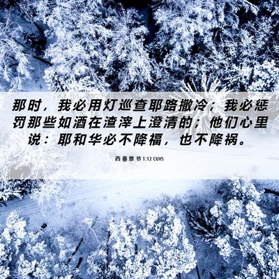 Picture 06 - 西 番 雅 书 1:12 CUVS - 那 时 ， 我 必 用 灯 巡 查 耶 路 撒 - Bible Verse Picture