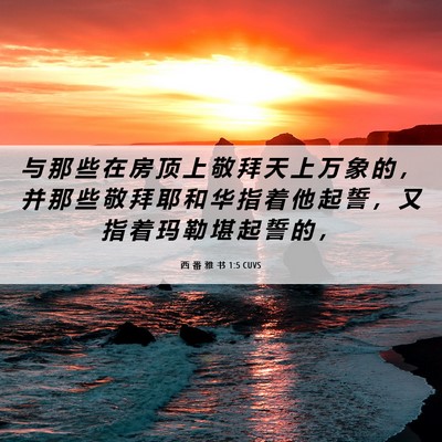 Picture 06 - 西 番 雅 书 1:5 CUVS - 与 那 些 在 房 顶 上 敬 拜 天 上 万 - Bible Verse Picture