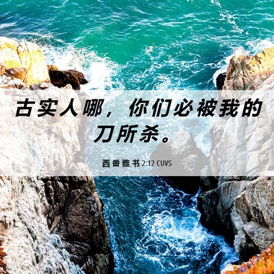 Picture 06 - 西 番 雅 书 2:12 CUVS - 古 实 人 哪 ， 你 们 必 被 我 的 刀 - Bible Verse Picture