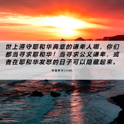 Picture 06 - 西 番 雅 书 2:3 CUVS - 世 上 遵 守 耶 和 华 典 章 的 谦 卑 - Bible Verse Picture