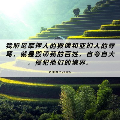 Picture 06 - 西 番 雅 书 2:8 CUVS - 我 听 见 摩 押 人 的 毁 谤 和 亚 扪 - Bible Verse Picture