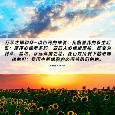 Picture 06 - 西 番 雅 书 2:9 CUVS - 万 军 之 耶 和 华 ─ 以 色 列 的 神 - Bible Verse Picture