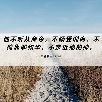Picture 06 - 西 番 雅 书 3:2 CUVS - 他 不 听 从 命 令 ， 不 领 受 训 诲 - Bible Verse Picture