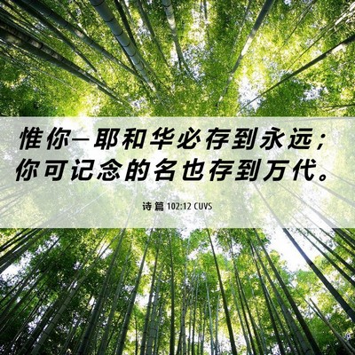 Picture 06 - 诗 篇 102:12 CUVS - 惟 你 ─ 耶 和 华 必 存 到 永 远 ； - Bible Verse Picture