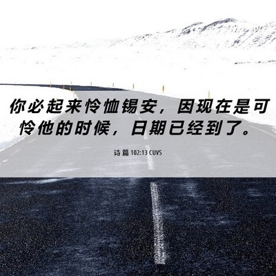 Picture 06 - 诗 篇 102:13 CUVS - 你 必 起 来 怜 恤 锡 安 ， 因 现 在 - Bible Verse Picture