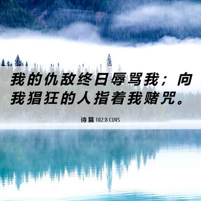 Picture 06 - 诗 篇 102:8 CUVS - 我 的 仇 敌 终 日 辱 骂 我 ； 向 我 - Bible Verse Picture