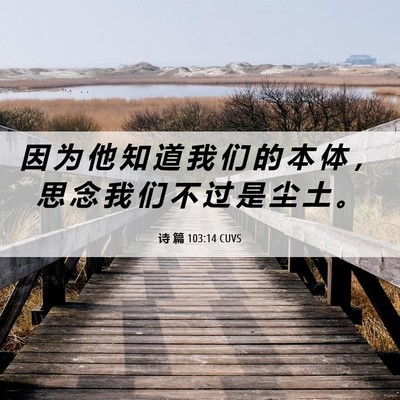 Picture 06 - 诗 篇 103:14 CUVS - 因 为 他 知 道 我 们 的 本 体 ， 思 - Bible Verse Picture