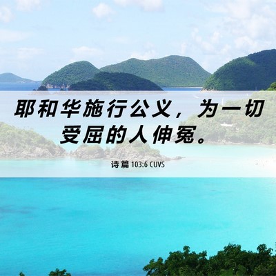 Picture 06 - 诗 篇 103:6 CUVS - 耶 和 华 施 行 公 义 ， 为 一 切 受 - Bible Verse Picture