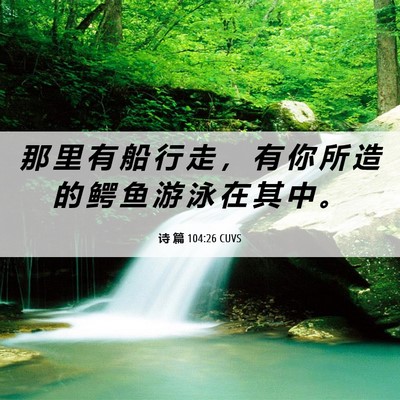 Picture 06 - 诗 篇 104:26 CUVS - 那 里 有 船 行 走 ， 有 你 所 造 的 - Bible Verse Picture