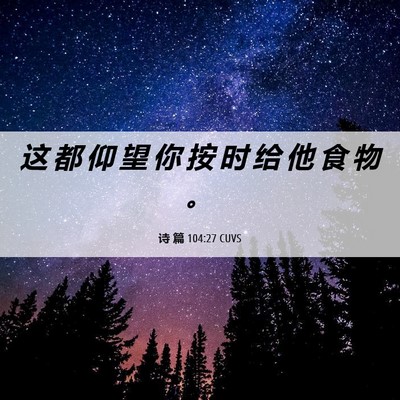 Picture 06 - 诗 篇 104:27 CUVS - 这 都 仰 望 你 按 时 给 他 食 物 - Bible Verse Picture