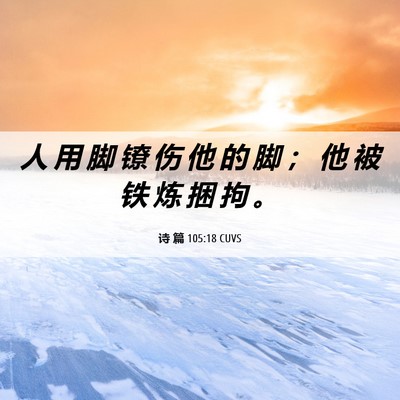 Picture 06 - 诗 篇 105:18 CUVS - 人 用 脚 镣 伤 他 的 脚 ； 他 被 铁 - Bible Verse Picture