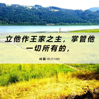 Picture 06 - 诗 篇 105:21 CUVS - 立 他 作 王 家 之 主 ， 掌 管 他 一 - Bible Verse Picture