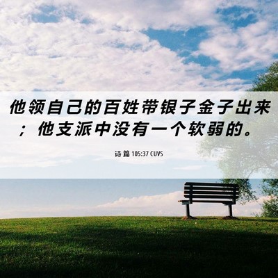 Picture 06 - 诗 篇 105:37 CUVS - 他 领 自 己 的 百 姓 带 银 子 金 子 - Bible Verse Picture