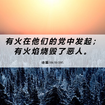 Picture 06 - 诗 篇 106:18 CUVS - 有 火 在 他 们 的 党 中 发 起 ； 有 - Bible Verse Picture