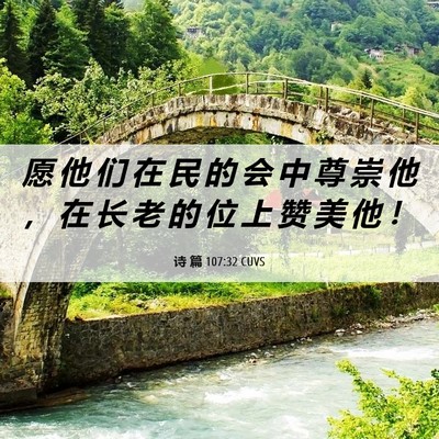 Picture 06 - 诗 篇 107:32 CUVS - 愿 他 们 在 民 的 会 中 尊 崇 他 ， - Bible Verse Picture