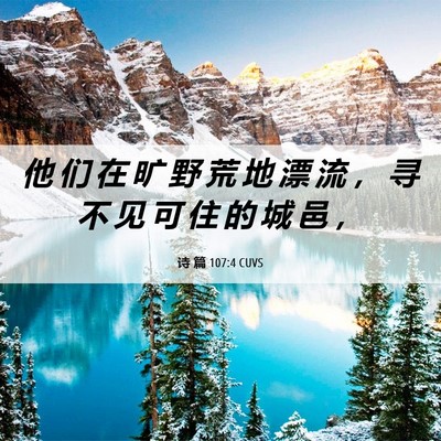 Picture 06 - 诗 篇 107:4 CUVS - 他 们 在 旷 野 荒 地 漂 流 ， 寻 不 - Bible Verse Picture
