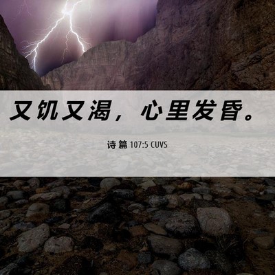 Picture 06 - 诗 篇 107:5 CUVS - 又 饥 又 渴 ， 心 里 发 昏 - Bible Verse Picture
