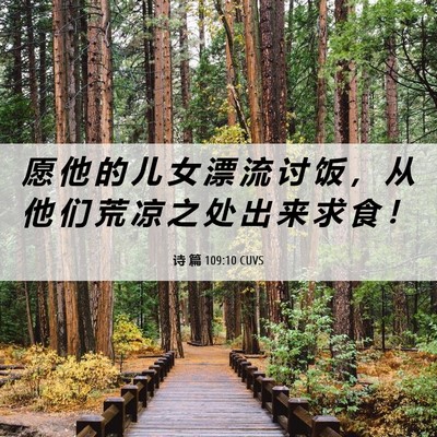 Picture 06 - 诗 篇 109:10 CUVS - 愿 他 的 儿 女 漂 流 讨 饭 ， 从 他 - Bible Verse Picture