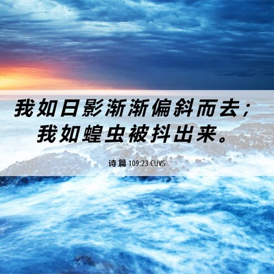 Picture 06 - 诗 篇 109:23 CUVS - 我 如 日 影 渐 渐 偏 斜 而 去 ； 我 - Bible Verse Picture