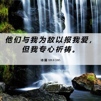 Picture 06 - 诗 篇 109:4 CUVS - 他 们 与 我 为 敌 以 报 我 爱 ， 但 - Bible Verse Picture