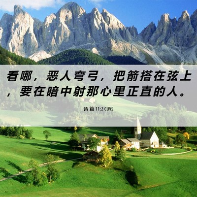 Picture 06 - 诗 篇 11:2 CUVS - 看 哪 ， 恶 人 弯 弓 ， 把 箭 搭 在 - Bible Verse Picture