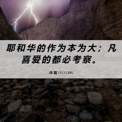 Picture 06 - 诗 篇 111:2 CUVS - 耶 和 华 的 作 为 本 为 大 ； 凡 喜 - Bible Verse Picture