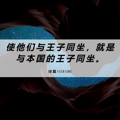 Picture 06 - 诗 篇 113:8 CUVS - 使 他 们 与 王 子 同 坐 ， 就 是 与 - Bible Verse Picture