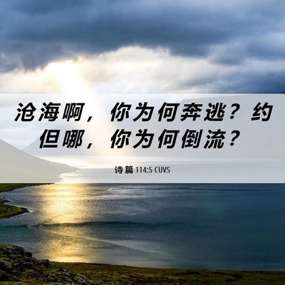 Picture 06 - 诗 篇 114:5 CUVS - 沧 海 啊 ， 你 为 何 奔 逃 ？ 约 但 - Bible Verse Picture