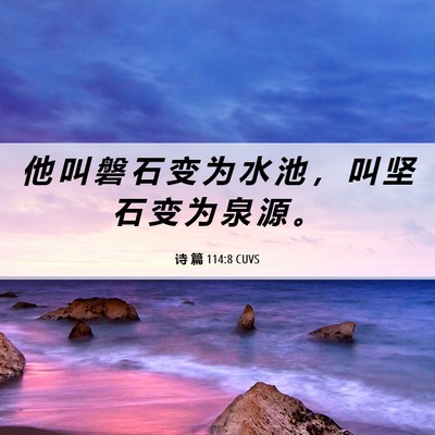 Picture 06 - 诗 篇 114:8 CUVS - 他 叫 磐 石 变 为 水 池 ， 叫 坚 石 - Bible Verse Picture