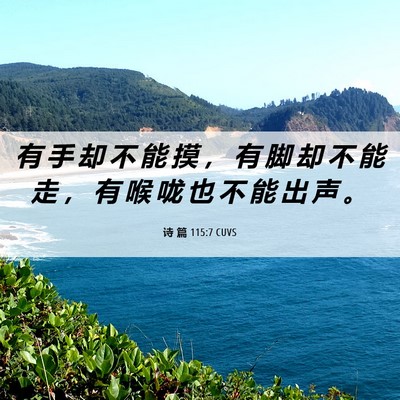 Picture 06 - 诗 篇 115:7 CUVS - 有 手 却 不 能 摸 ， 有 脚 却 不 能 - Bible Verse Picture