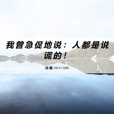 Picture 06 - 诗 篇 116:11 CUVS - 我 曾 急 促 地 说 ： 人 都 是 说 谎 - Bible Verse Picture