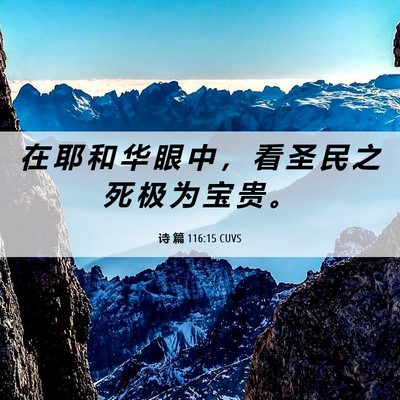 Picture 06 - 诗 篇 116:15 CUVS - 在 耶 和 华 眼 中 ， 看 圣 民 之 死 - Bible Verse Picture
