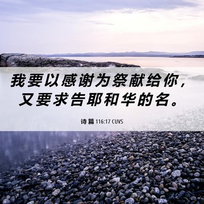Picture 06 - 诗 篇 116:17 CUVS - 我 要 以 感 谢 为 祭 献 给 你 ， 又 - Bible Verse Picture