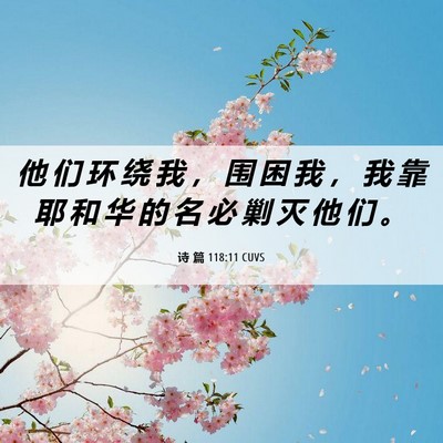 Picture 06 - 诗 篇 118:11 CUVS - 他 们 环 绕 我 ， 围 困 我 ， 我 靠 - Bible Verse Picture
