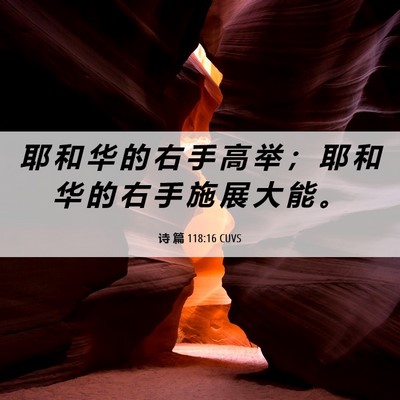 Picture 06 - 诗 篇 118:16 CUVS - 耶 和 华 的 右 手 高 举 ； 耶 和 华 - Bible Verse Picture