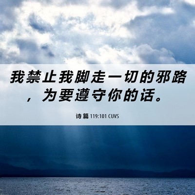 Picture 06 - 诗 篇 119:101 CUVS - 我 禁 止 我 脚 走 一 切 的 邪 路 ， - Bible Verse Picture