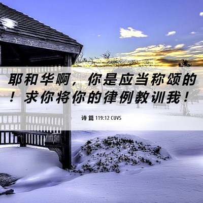 Picture 06 - 诗 篇 119:12 CUVS - 耶 和 华 啊 ， 你 是 应 当 称 颂 的 - Bible Verse Picture