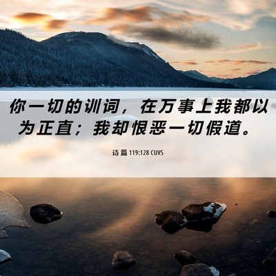 Picture 06 - 诗 篇 119:128 CUVS - 你 一 切 的 训 词 ， 在 万 事 上 我 - Bible Verse Picture