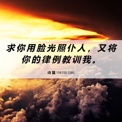 Picture 06 - 诗 篇 119:135 CUVS - 求 你 用 脸 光 照 仆 人 ， 又 将 你 - Bible Verse Picture