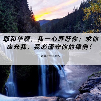 Picture 06 - 诗 篇 119:145 CUVS - 耶 和 华 啊 ， 我 一 心 呼 吁 你 ； - Bible Verse Picture