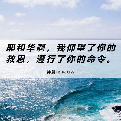 Picture 06 - 诗 篇 119:166 CUVS - 耶 和 华 啊 ， 我 仰 望 了 你 的 救 - Bible Verse Picture