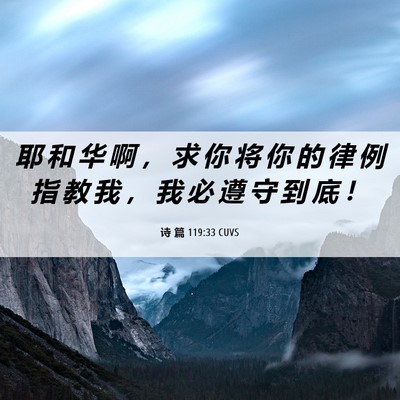 Picture 06 - 诗 篇 119:33 CUVS - 耶 和 华 啊 ， 求 你 将 你 的 律 例 - Bible Verse Picture