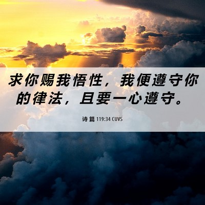 Picture 06 - 诗 篇 119:34 CUVS - 求 你 赐 我 悟 性 ， 我 便 遵 守 你 - Bible Verse Picture