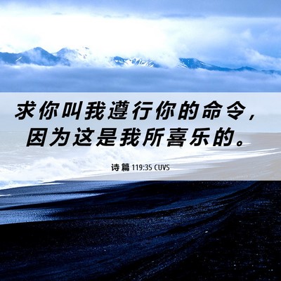 Picture 06 - 诗 篇 119:35 CUVS - 求 你 叫 我 遵 行 你 的 命 令 ， 因 - Bible Verse Picture
