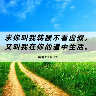 Picture 06 - 诗 篇 119:37 CUVS - 求 你 叫 我 转 眼 不 看 虚 假 ， 又 - Bible Verse Picture