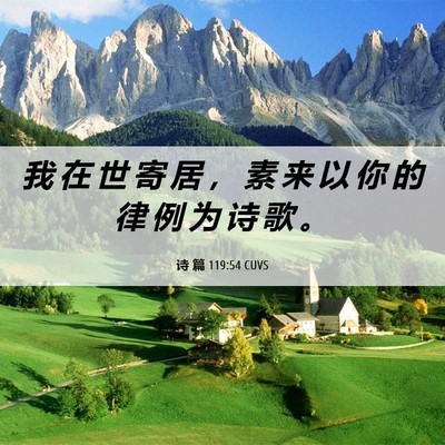Picture 06 - 诗 篇 119:54 CUVS - 我 在 世 寄 居 ， 素 来 以 你 的 律 - Bible Verse Picture